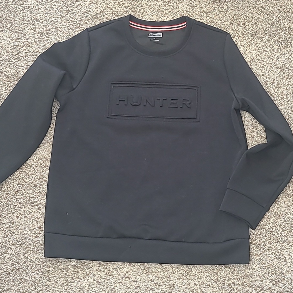 NEW Hunter Black Embossed Logo Crewneck Sweatshirt